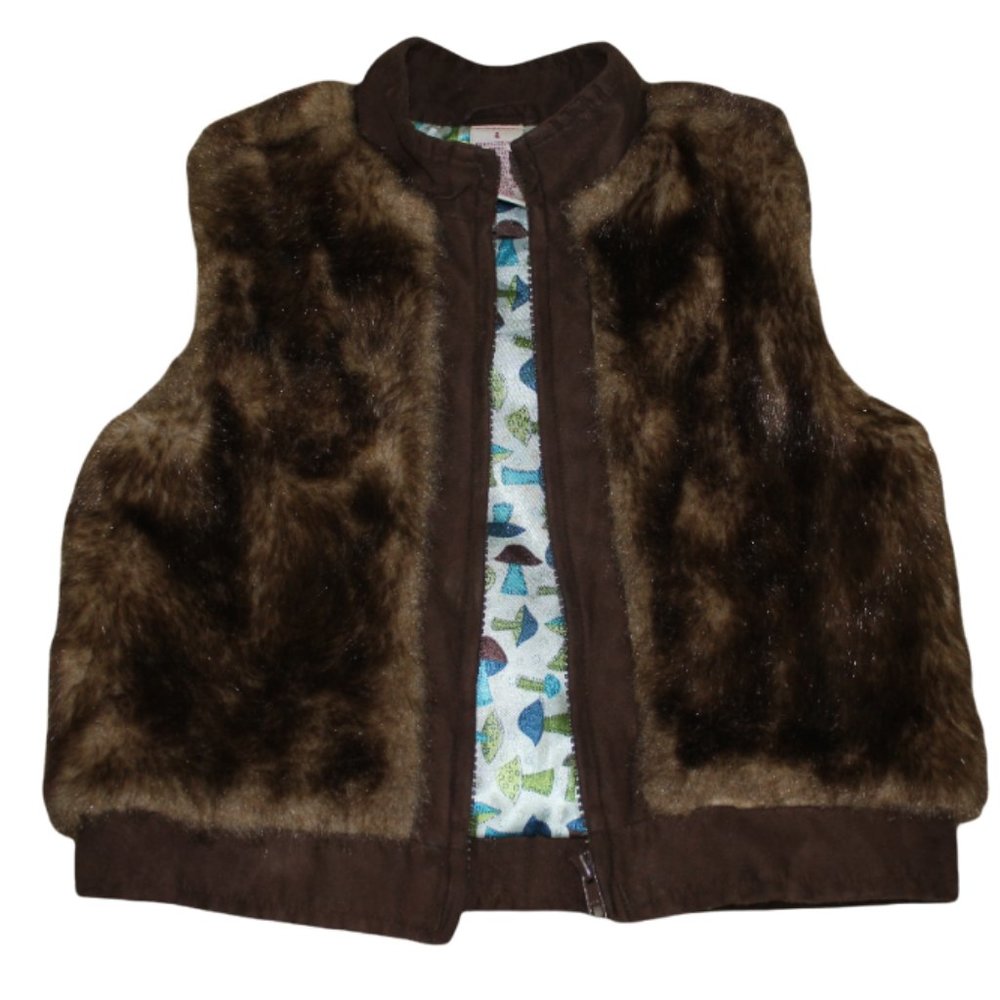 Gymboree Hide and & Seek Vintage 2003 Faux Fur Vest Brown Girls Size 4 RARE - Picture 1 of 4